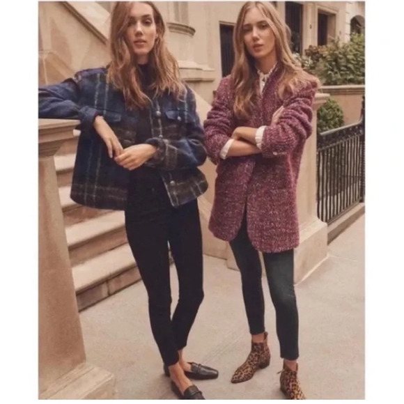 VERONICA BEARD | Crispin Multi Purple Magenta Tweed Oversized Coat Size 8 - Picture 6 of 17